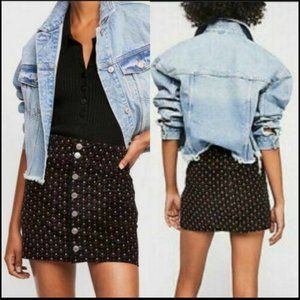 Free People Size 29 Corduroy Button Up Joanie Printed Mini Skirt